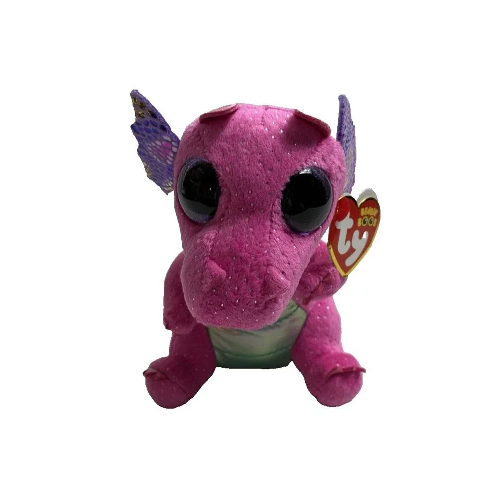 Ty Beanie Boos Spitfire the Pink Dragon Glitter Eyes Plush Stuffed Animal New